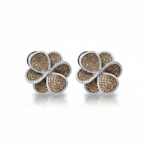 Champagne Floral Cluster Studs