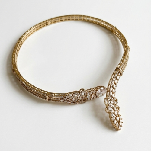 Exquisite Gold-Tone Zircon Necklace & Earrings Set