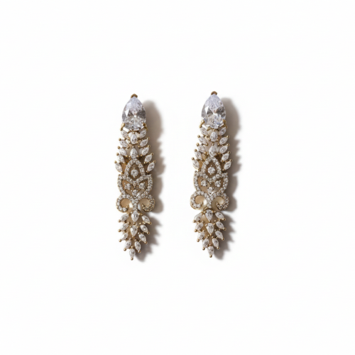 Exquisite Gold-Tone Zircon Necklace & Earrings Set