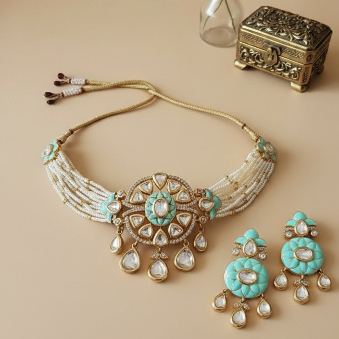 Elegant Moissanite Floral Choker Necklace